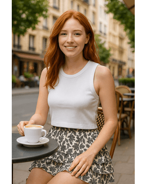 Top alb fără mâneci – Minimalism cu atitudine 25TEX02001