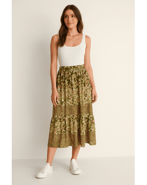 Fustă asimetrică cu imprimeu floral – 100% Poliester N241772001