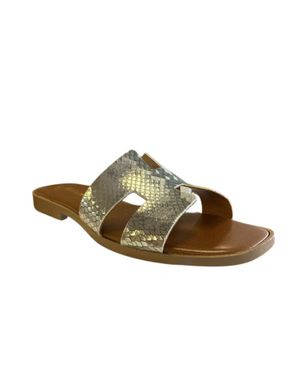 Sandale bej cu aspect snake-skin – piele naturală, eleganță effortless 25AIM03002