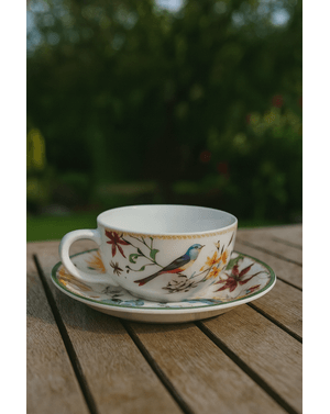 Set cesca cu farfurie Birds in Garden