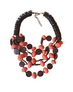 Colier Statement Bora Bora – Lemn Exotic & Orange Vibrant