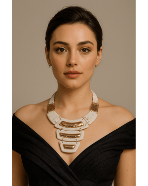 Colier Stylish Beige and Gold