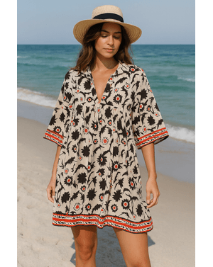 Rochie lejeră de vară din 100% vâscoză, cu imprimeu floral N2417F9001