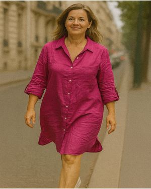 Rochie din bumbac Fuchsia girl