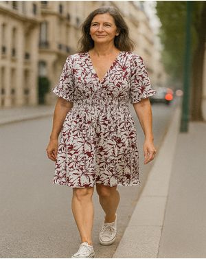 Rochie lejera cu imprimeu si talie elastica
