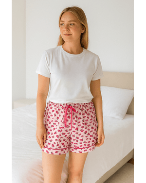 Pantaloni scurți de pijama din bumbac cu imprimeu N2501A7001