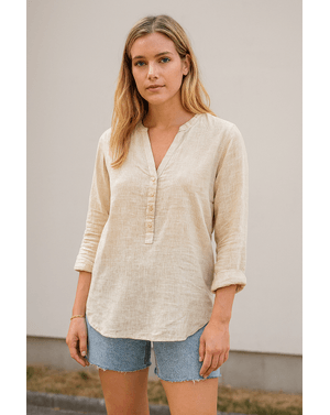 Bluză lejeră din 100% bumbac – bej natural N2501F9004