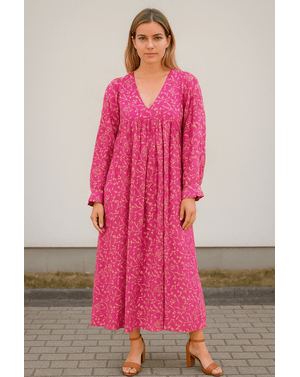 Rochie vaporoasă din 100% vâscoză – imprimeu floral roz