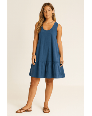 Rochie lejeră de vară din 100% bumbac cu spate decupat și fundă N2501A8001