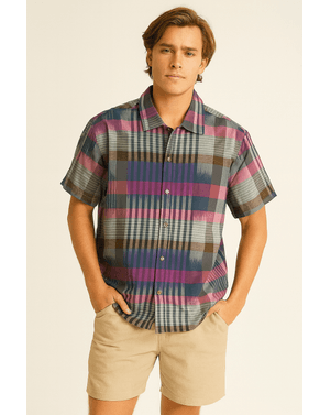 Cămașă Urban Outfitters din 100% bumbac cu imprimeu în carouri N250103001