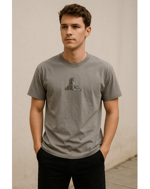 Tricou gri cu imprimeu drumeție – 100% bumbac N2501A2009