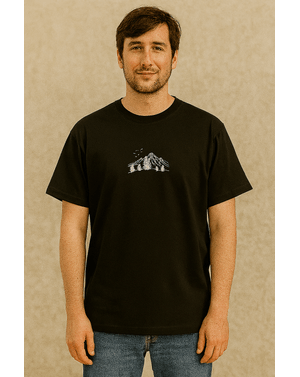 Tricou negru cu imprimeu montan – 100% bumbac N2501A2012