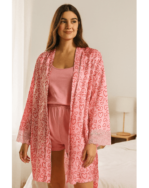 Halat roz cu inimioare – 100% poliester N2501H2002