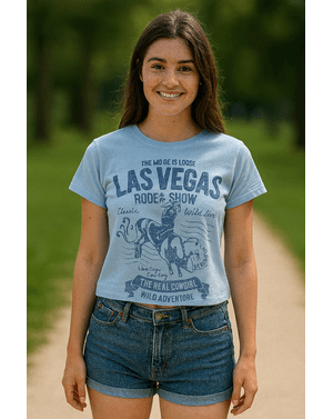 Tricou bleu scurt cu print– 100% bumbac N2501A2014