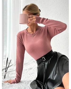 Pulover tricotat fin cu mâneci lungi și croi mulat 25MEX11025