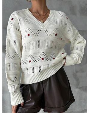 Pulover tricotat cu model perforat 25MEX11027