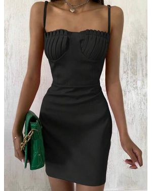Rochie mini cu bretele subțiri și bust plisat 25MEX11028