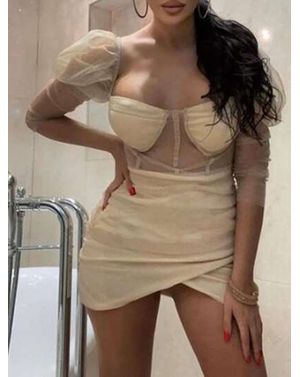 Rochie mini cu mâneci din tul și corset transparent 25MEX11029
