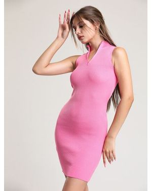 Rochie mini roz tricotată fără mâneci – Cotton Candy 25MEX11040