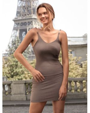 Rochie mini tricotată cu bretele subțiri și textură rib – Simply Iconic 25MEX11053