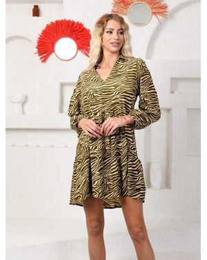 Rochie scurtă cu imprimeu animalier și mâneci lungi – Wild Ease 25MEX11054