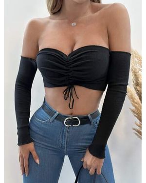 Top scurt cu umeri goi și fronseu reglabil – Fierce & Fitted 25MEX11070