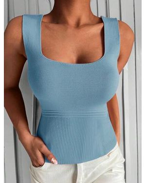 Top fără mâneci cu decolteu pătrat și textură rib – Sculpted Ease 25MEX11073