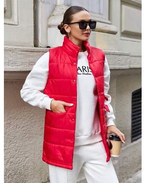 Vestă lungă matlasată cu buzunare și închidere cu capse – City Layer 25MEX11077