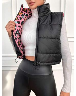 Vestă scurtă reversibilă matlasată cu imprimeu interior – Dual Mood 25MEX11079