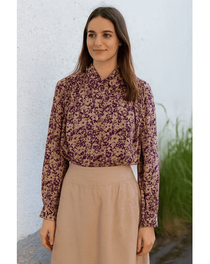 Cămașă lejeră din 100% viscoză cu imprimeu floral abstract N2417G1001