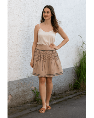 Fustă A-line cu broderie geometrică N241772002