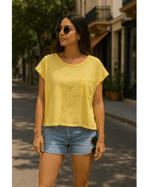 Tricou cropped din bumbac – good vibes only 24KKW09002
