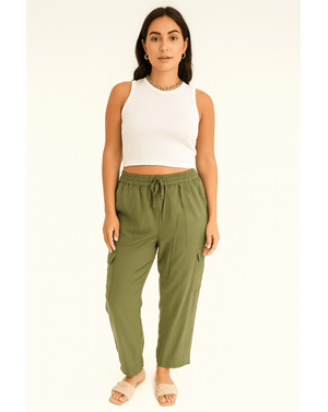 Pantaloni cargo lejeri din 100% vâscoză N2417J2001