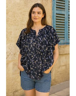 Bluză lejeră cu imprimeu floral și decolteu rotunjit – 100% vâscoză N2417I9005