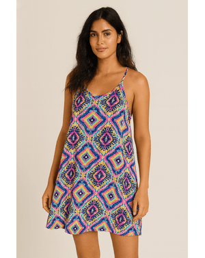 Rochie scurtă cu bretele subțiri și spate elastic – 100% poliester N241786002