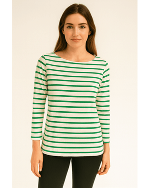 Bluză din bumbac cu dungi verzi N2417B0001
