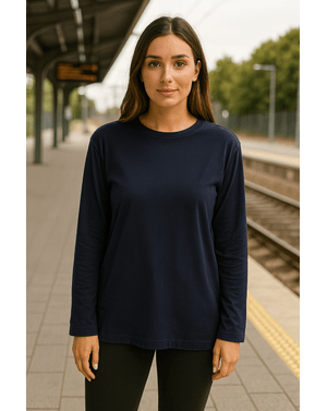 Bluză basic bleumarin cu mâneci lungi – bumbac & modal N2417B1002