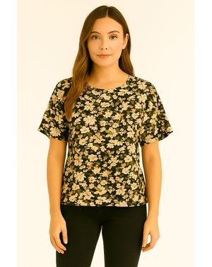 Bluză vaporoasă din rayon cu imprimeu floral all-over  N241721003