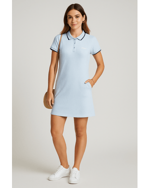 Rochie polo scurtă din poliester cu textură în relief N2501A8003