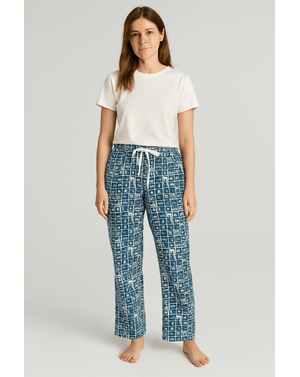 Pantaloni de pijama 100% bumbac cu imprimeu geometric N250188005