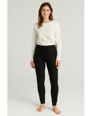 Pantaloni de pijama din 100% bumbac, cu nervuri fine N2501A0001