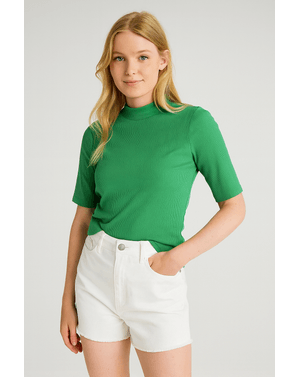 Tricou 100% bumbac cu guler înalt – fresh și comfy N250102004