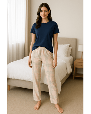 Pantaloni de pijama din bumbac 100% – confort pur pentru serile de relaxare N2501G1005