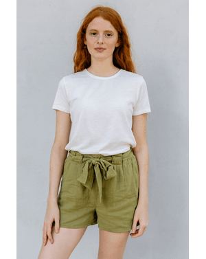 Pantaloni scurți din bumbac cu talie paperbag și cordon N2501G3004