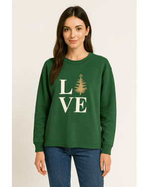 Bluză damă verde „LOVE” – 60% bumbac, 40% poliester N2501H1002