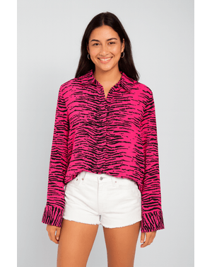 Cămașă damă cu imprimeu animal print și croială lejeră 24SDP01203