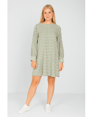 Rochie scurtă în carouri cu mâneci lungi și croială lejeră  24SDP01151