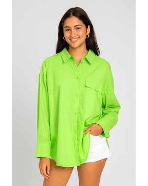 Cămașă damă oversized din material subțire, cu buzunar frontal  24SDP01208