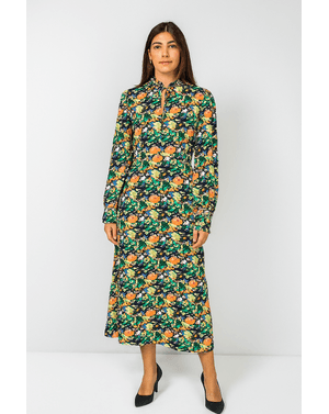 Rochie maxi din poliester cu imprimeu floral  24SDP01138