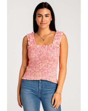 Top scurt cu bretele late și imprimeu floral 24SDP01088